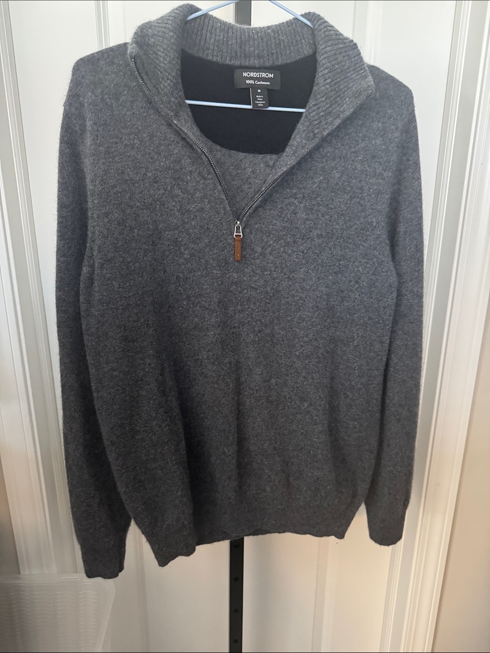 Nordstrom Men’s Charcoal Gray Zip-Neck Cashmere Sweater